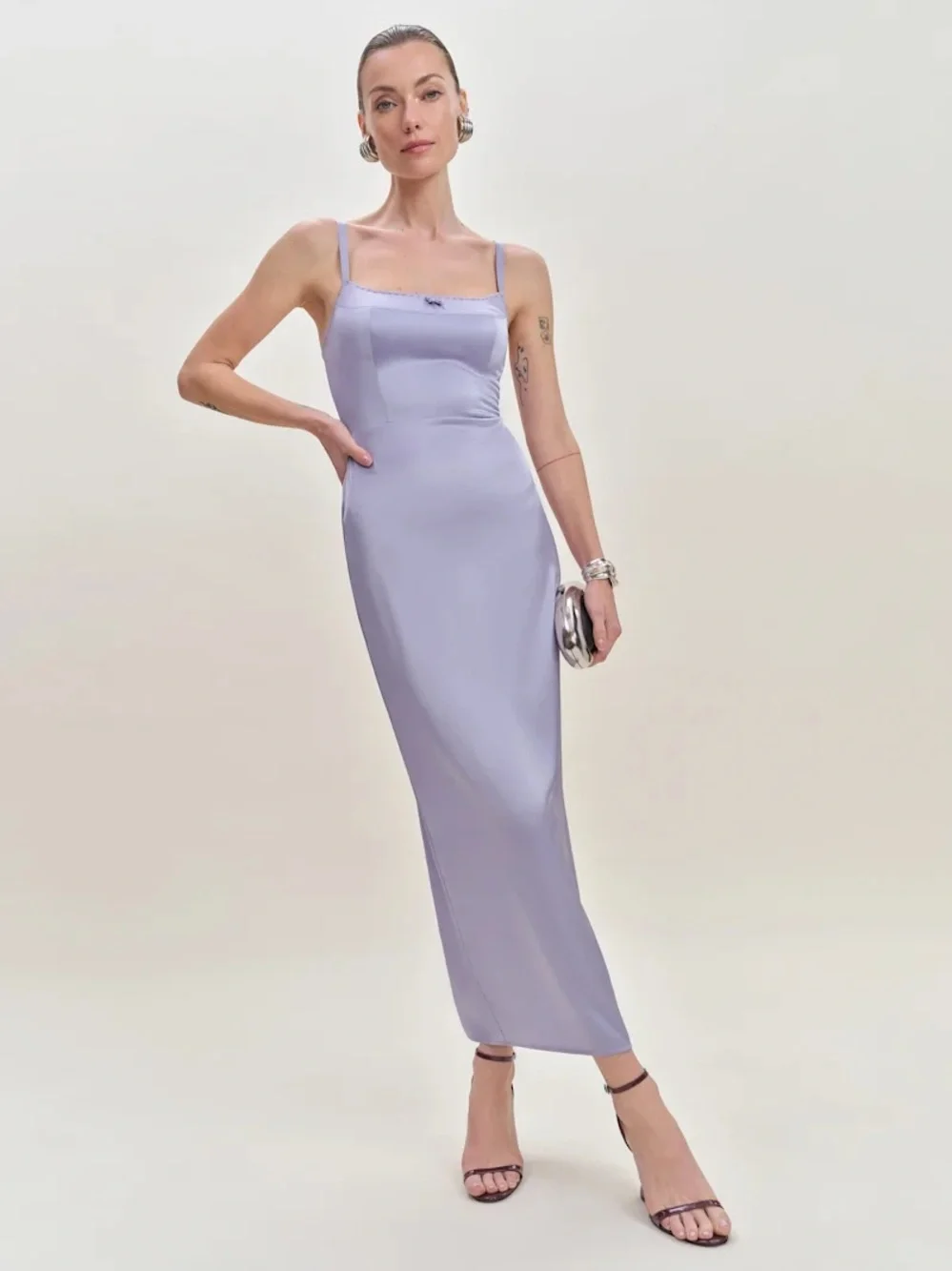 Reformation Lilac Square-Neck Maxi Slip Dress